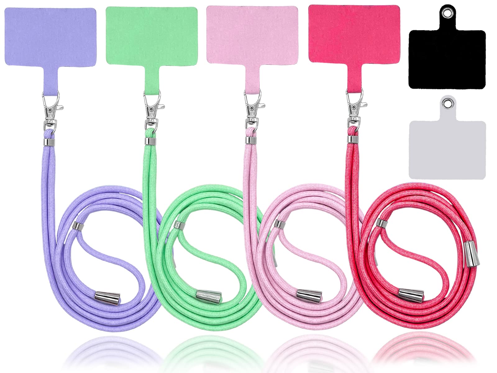 4 Pack Adjustable Phone Lanyards - Universal Neck Strap for Smartphones (Pink/Green/Purple/Red) - Perfect for Work & Travel