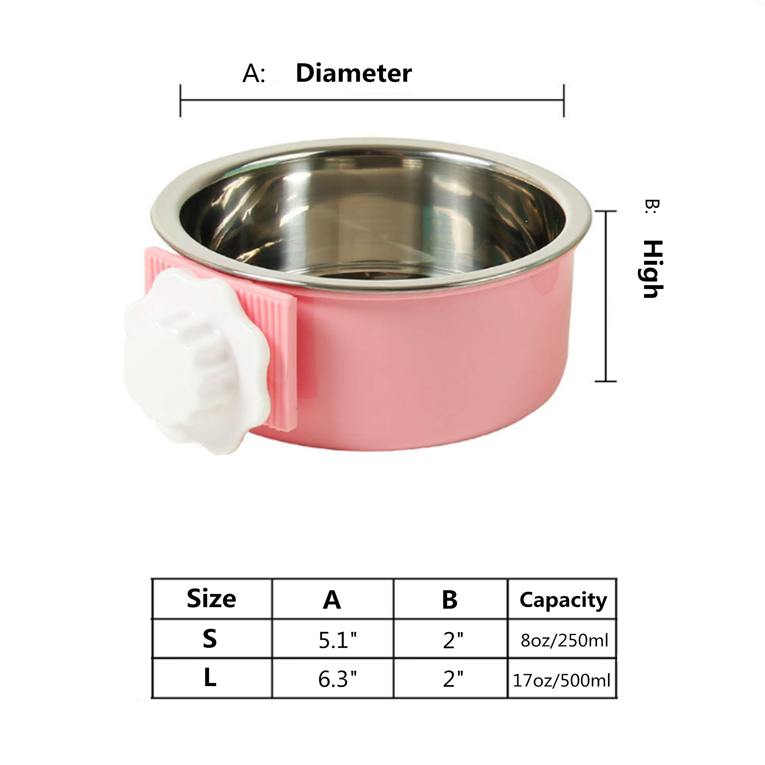 Stainless Steel Hanging Pet Bowl - Removable Dog & Cat Feeder for Cage, Coop - Small Blue Water & Food Dish for Puppies, Birds, Rats, Guinea Pigs - Perfect for Travel, Kennels & Small Animal Habitats