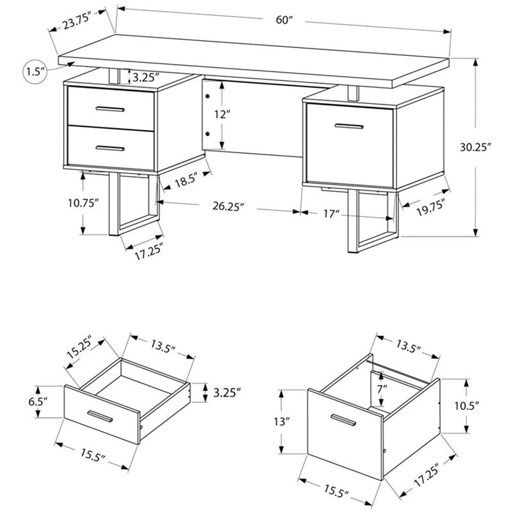 Reversible Wooden Floating Computer Desk - Black & Gray - Space-Saving Home Office Desk for Small Spaces, Bedroom, or Dorm Room