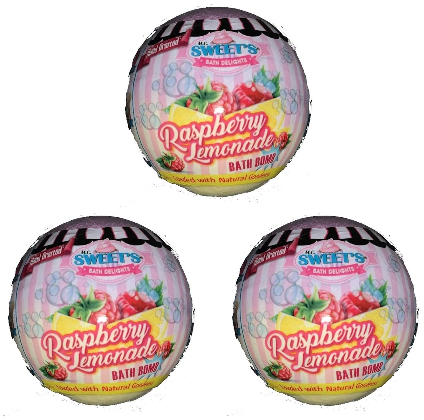 3-Pack Sweet Treats Scented Bath Bombs with Reusable Cupcake Holder - Raspberry Lemonade Fragrance | Perfect Gift for Birthdays, Spa Days & Self-Care Relaxation