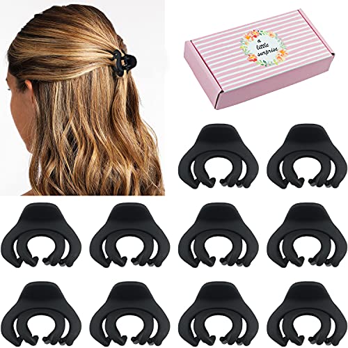 Small Hair Clips for Women & Kids - 1.5 Inch Mini Octopus Jaw Clips for Thin to Medium Hair | Non-Slip Matte Spider Claw Clips with Gift Box (Black) | Perfect for School, Work & Everyday Hairstyles