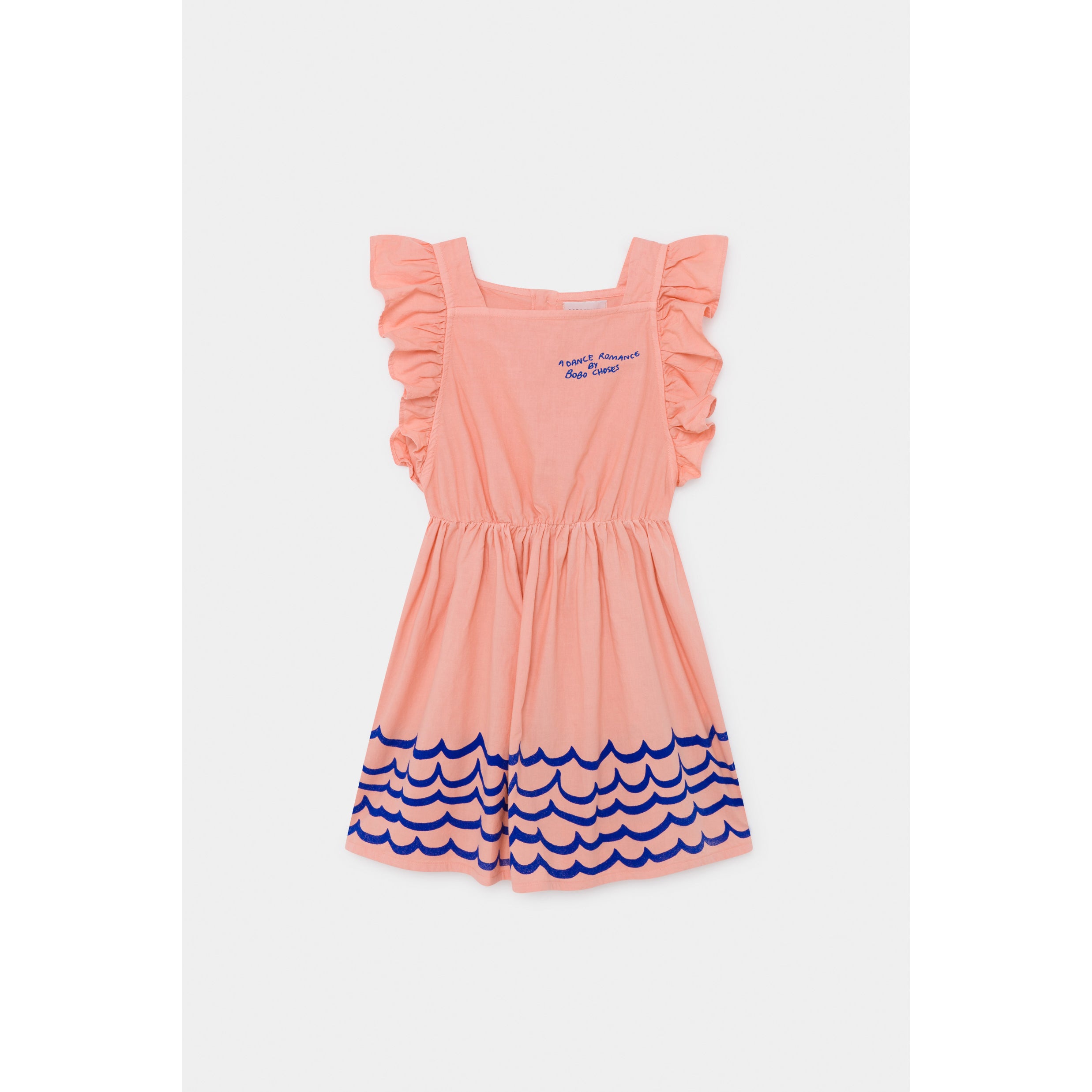 Bobo Choses Waves Woven Ruffle Dress for Girls - Floral Summer Beach Dress with Ruffled Sleeves | Perfect for Vacation, Party & Outdoor Play