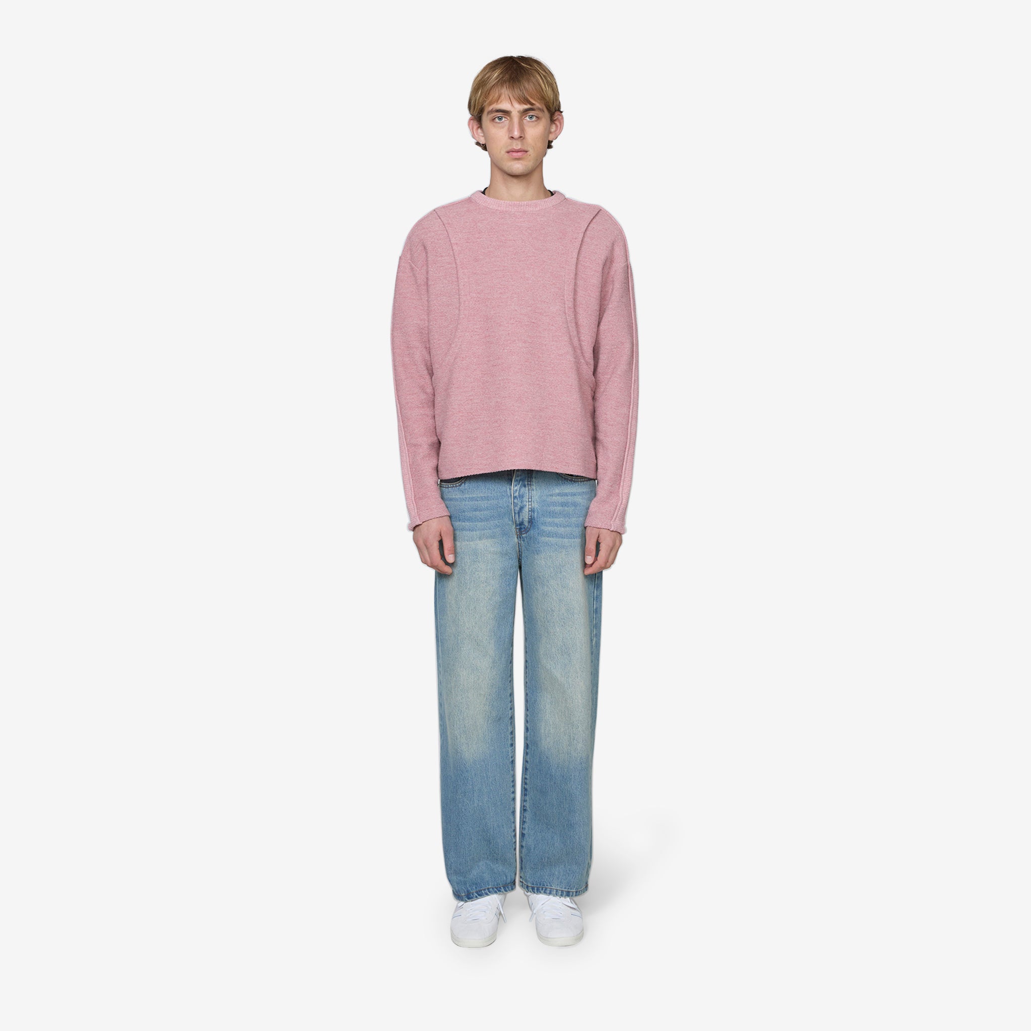 Women's Amanes Crewneck Sweater - Soft Pink Knit Pullover for Casual Wear | Perfect for Fall & Winter Outfits, Office & Weekend Style