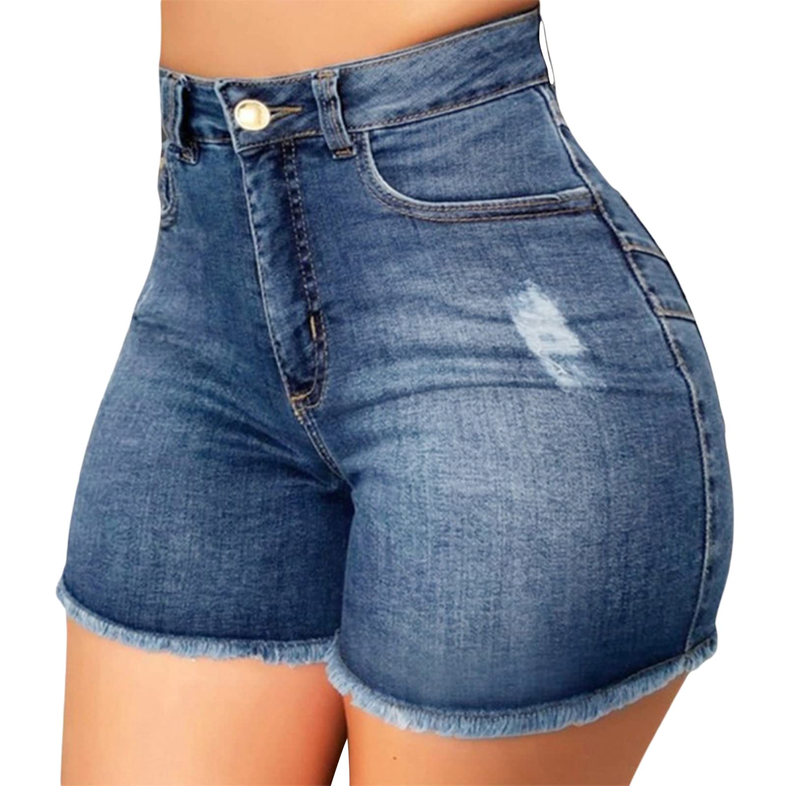 Aturustex Women's High Waist Ripped Denim Shorts - Summer Raw Edge Jean Shorts with Pockets | Trendy Casual Outfit for Beach, Streetwear & Vacation