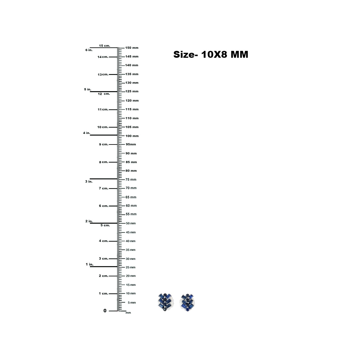 18K White Gold Blue Sapphire Baguette Stud Earrings for Women - Elegant Ladder Design for Weddings, Parties & Special Occasions