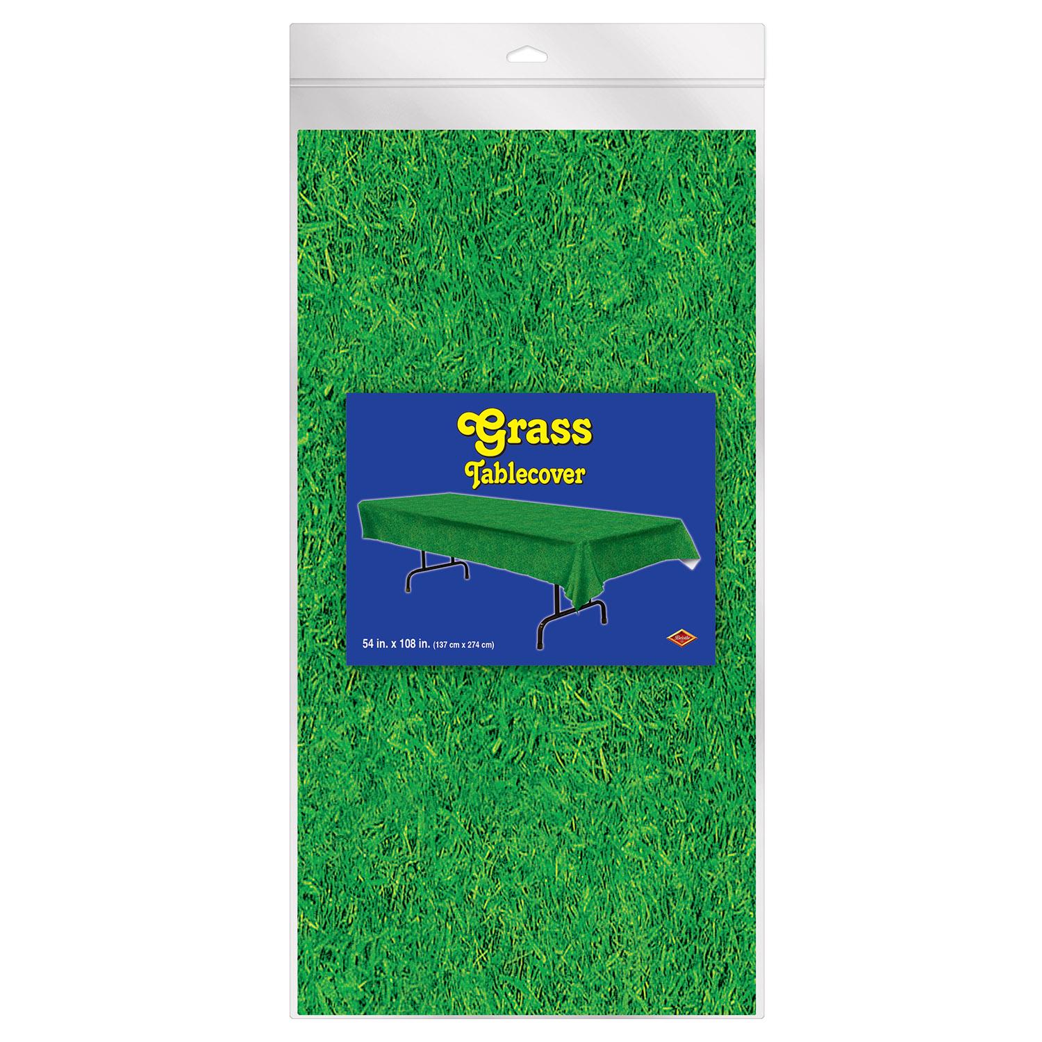 12 Pack Beistle Grass Party Tablecover - 6ft Green Plastic Table Cover for St. Patrick's Day, Birthday & Outdoor Decorations - Perfect for Parties, Picnics & Festive Celebrations
