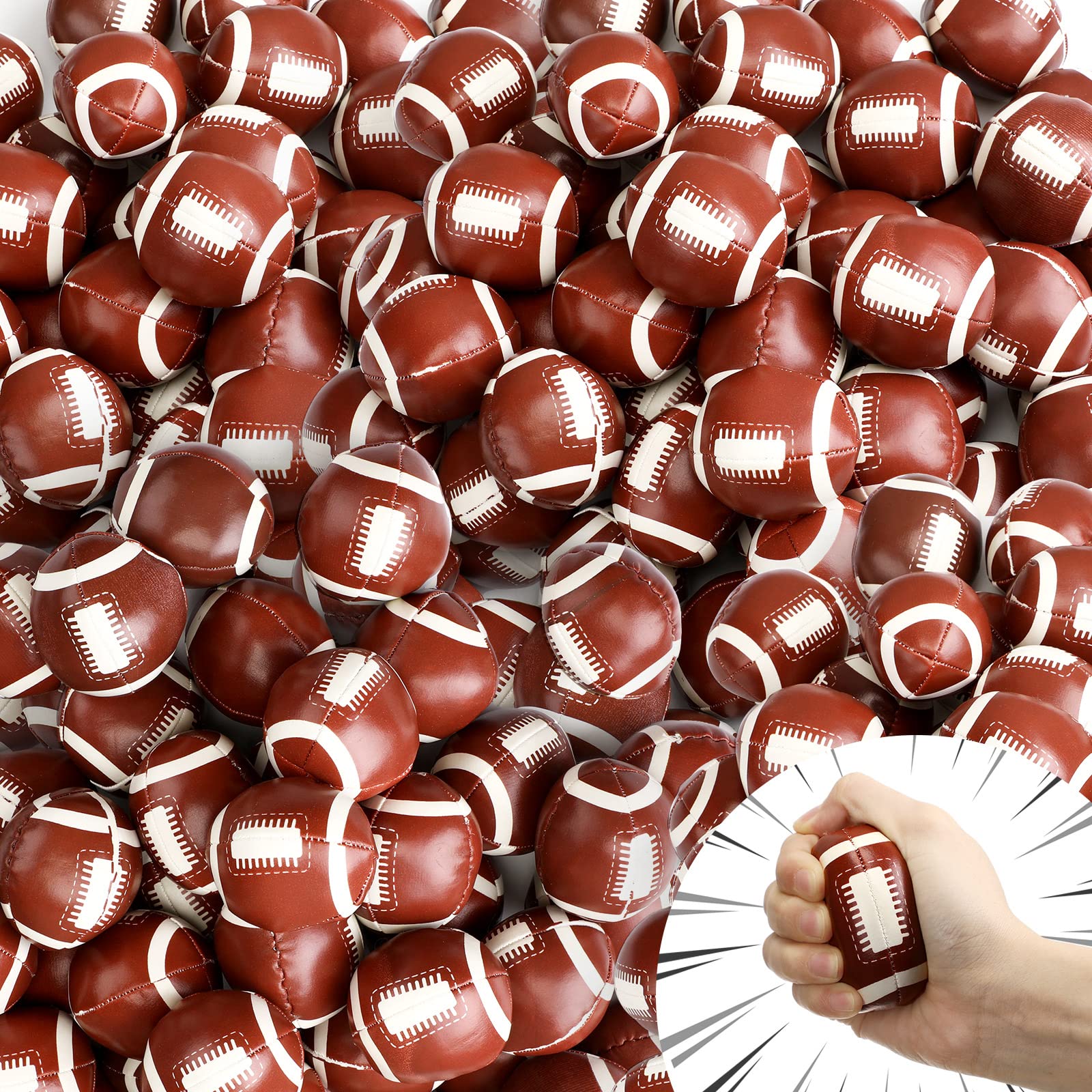 Honoson 100-Pack Mini Football Stress Balls - Bulk Soft Sports Toys for Kids & Teens - Anxiety Relief, Party Favors, Stocking Stuffers - Perfect for Football Themed Parties, Classroom Rewards & Office Stress Relief