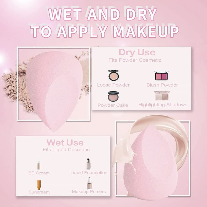 FAMEZA 8-Piece Makeup Sponge Set - Super Soft Beauty Blender for Foundation, Powder & Liquid Cosmetics | Dry & Wet Use | Multi-Colored Blending Sponges | Perfect for Professional Makeup Application & On-The-Go Touch Ups