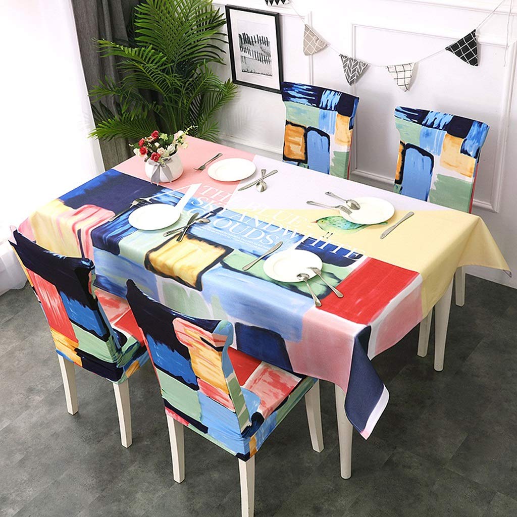 Premium Thick Cotton Linen Tablecloth - Heat Resistant Rectangle Table Cover for Kitchen, Dining, Party & Outdoor Use - Modern Design in 4 Stylish Patterns - Perfect for Restaurants, Banquets and Home Decor