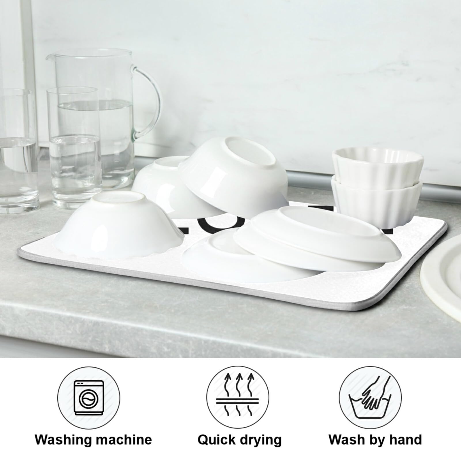 Custom Foldable Kitchen Dish Drying Mat - 18x24 Inch Absorbent Tableware Drying Pad for Counter Decoration, Perfect for Dishwashing & Kitchen Organization