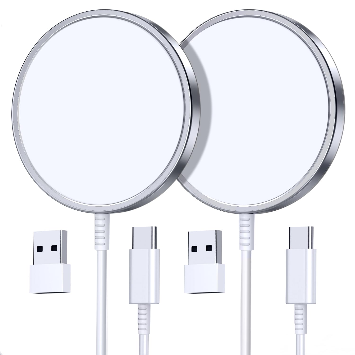 2 Pack Magnetic Wireless Charger 15W Fast MagSafe Charging Pad for iPhone 16 Pro Max/16 Pro/16 Plus/16/15/15 Pro/15 Plus/15 Pro Max/14/13/12 Series & AirPods 3/2/Pro 2/Pro - Perfect for Home, Office, and Travel Charging