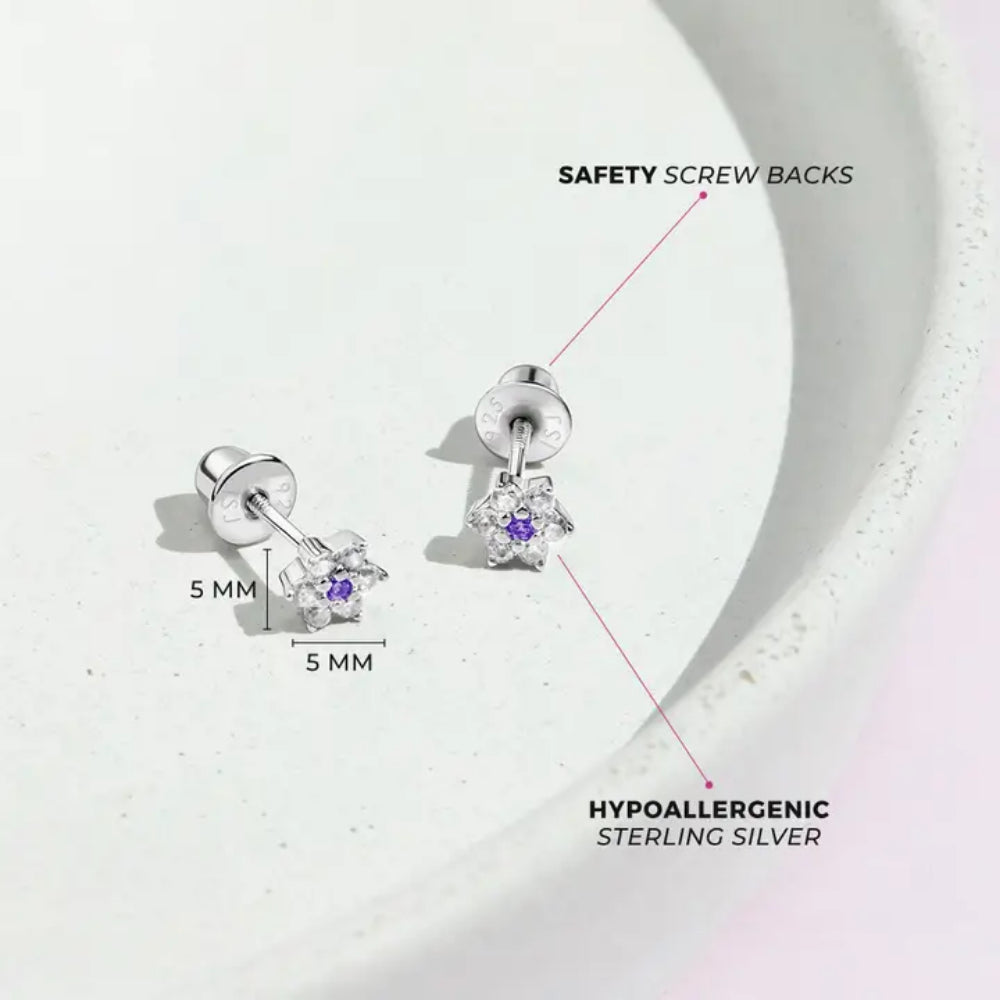 Sterling Silver CZ Flower Earrings for Girls | Sparkling Cubic Zirconia Stud Earrings | Perfect for Birthdays, Parties & Special Occasions