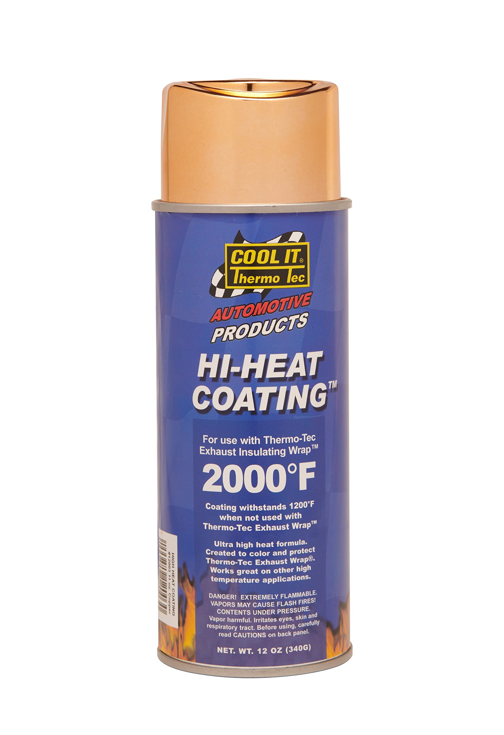 Thermo-Tec 12003 Copper High Heat Wrap Coating - Heat Resistant Adhesive Backed Tape for Automotive Exhaust, Headers & Pipe Protection - DIY & Professional Use