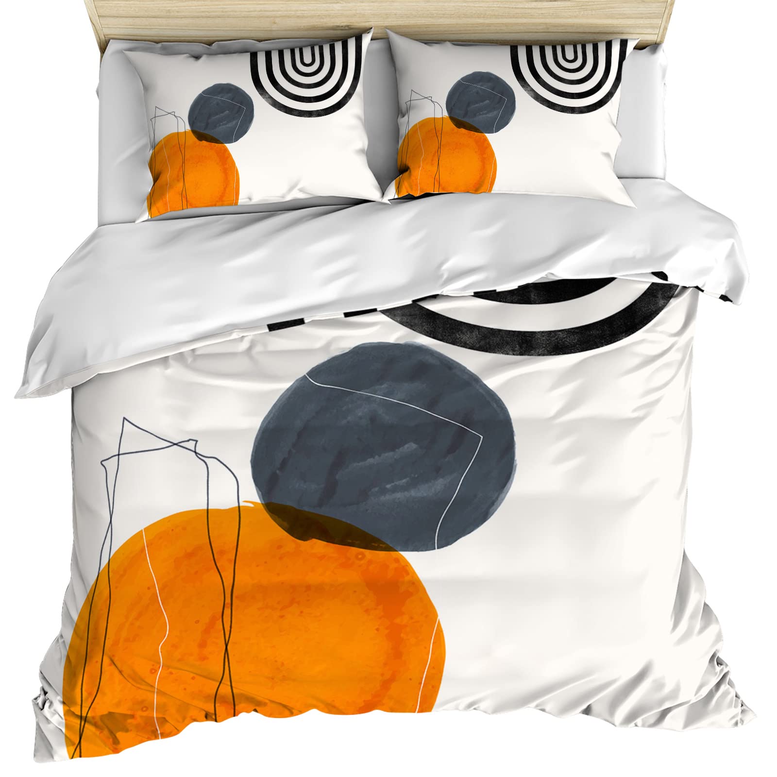 AmbeHome 3-Piece Queen Size Duvet Cover Set - Soft Microfiber Bohemian Abstract Comforter with 2 Pillowcases | Modern Painting Design for Bedroom Decor | Perfect for Guest Rooms, Master Bedrooms & Bohemian Style Homes