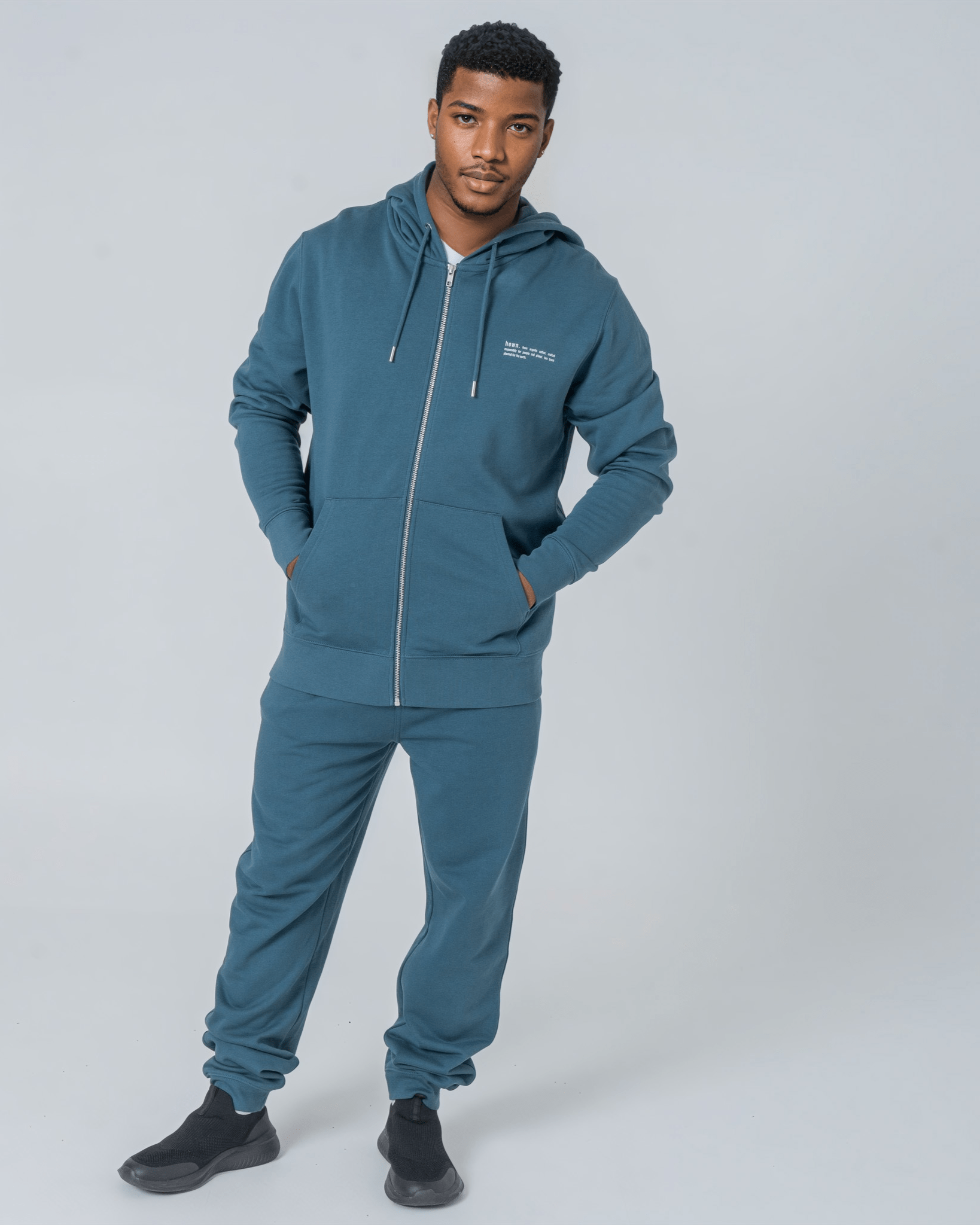 Men's Organic Cotton Relaxed Fit Zip Hoodie - Breathable Casual Pullover Sweatshirt for Outdoor Activities & Lounge Wear | Ocean Blue