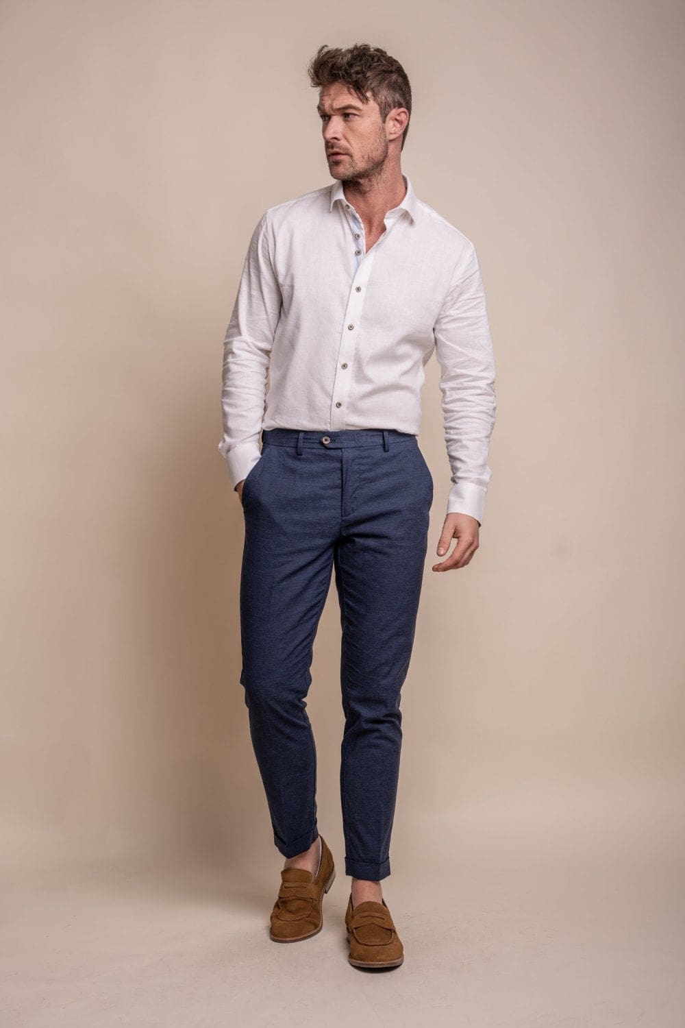 Cavani Alvari Navy Blue Men's Dress Pants - Slim Fit Formal Trousers for Business & Office Wear