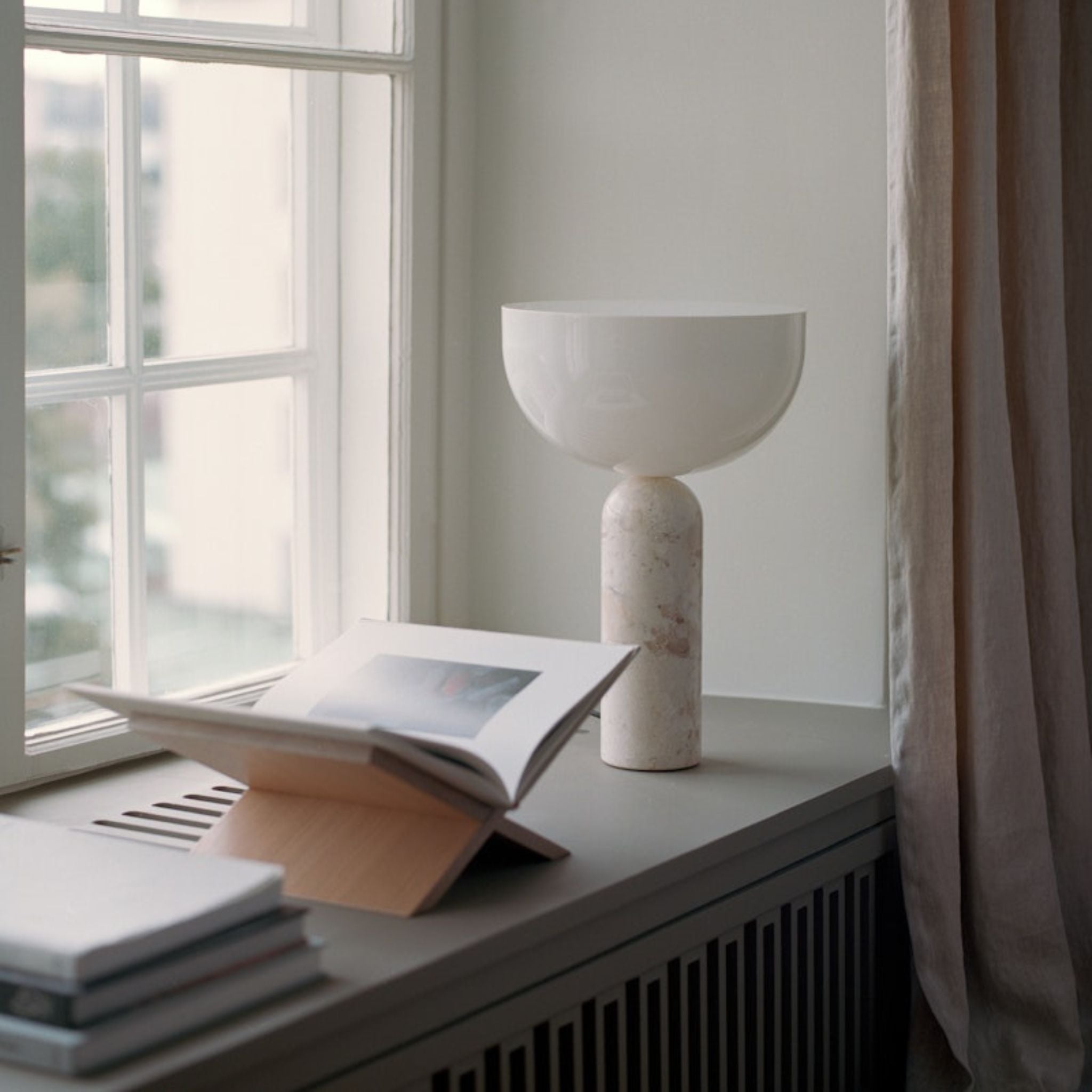 NEW WORKS Kizu Table Lamp - Modern Kunis Breccia Marble Desk Light, Large Size for Living Room & Bedroom Decor