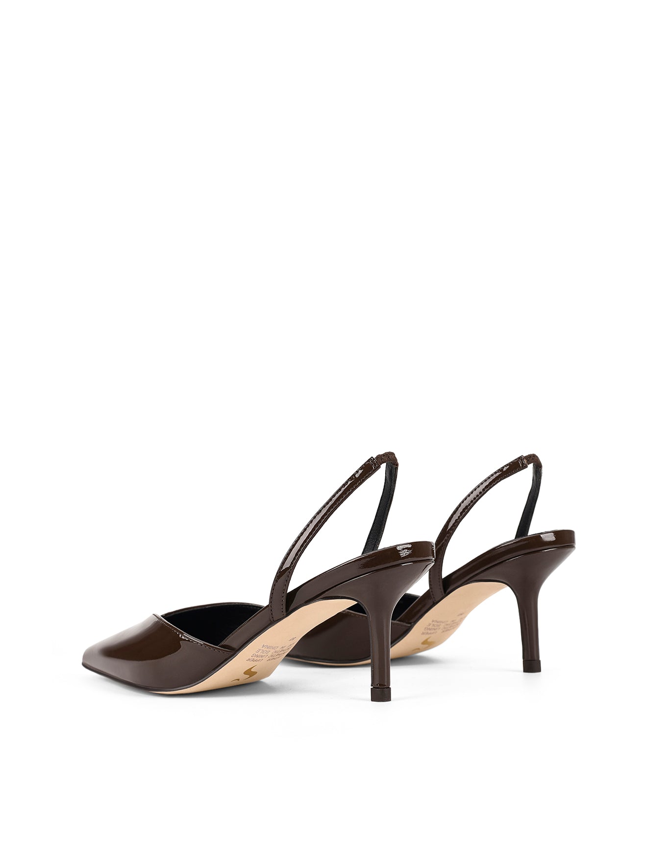 Yoco Slingback Kitten Heels - Women's Chocolate Brown Patent Leather Low Heel Shoes for Work, Office & Dressy Occasions