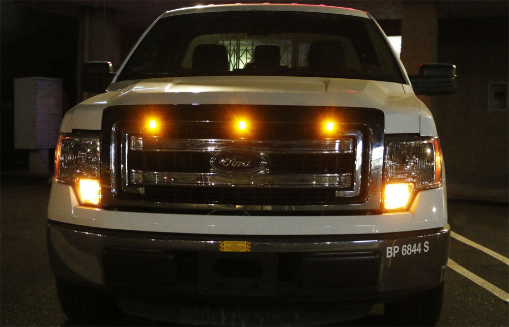 3pc Ford SVT Raptor Style LED Amber Grille Lighting Kit - Universal Fit for Trucks & SUVs | Off-Road, Night Driving, Custom Car Mods