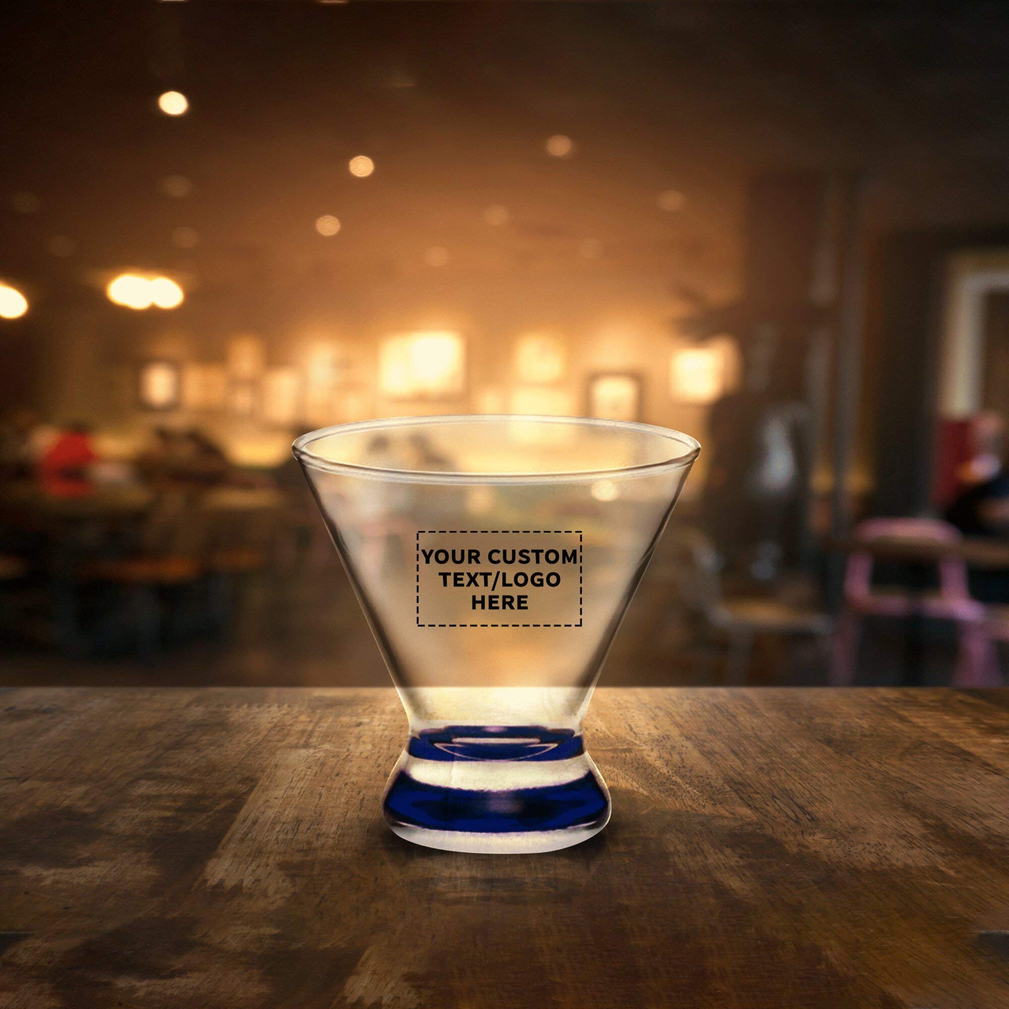 Custom Libbey Martini Glasses 8.25 oz (Set of 50) - Personalized Bulk Cocktail Glasses for Weddings, Parties & Events - Elegant Blue Barware - Perfect for Home Bars, Restaurant Use & Special Occasions