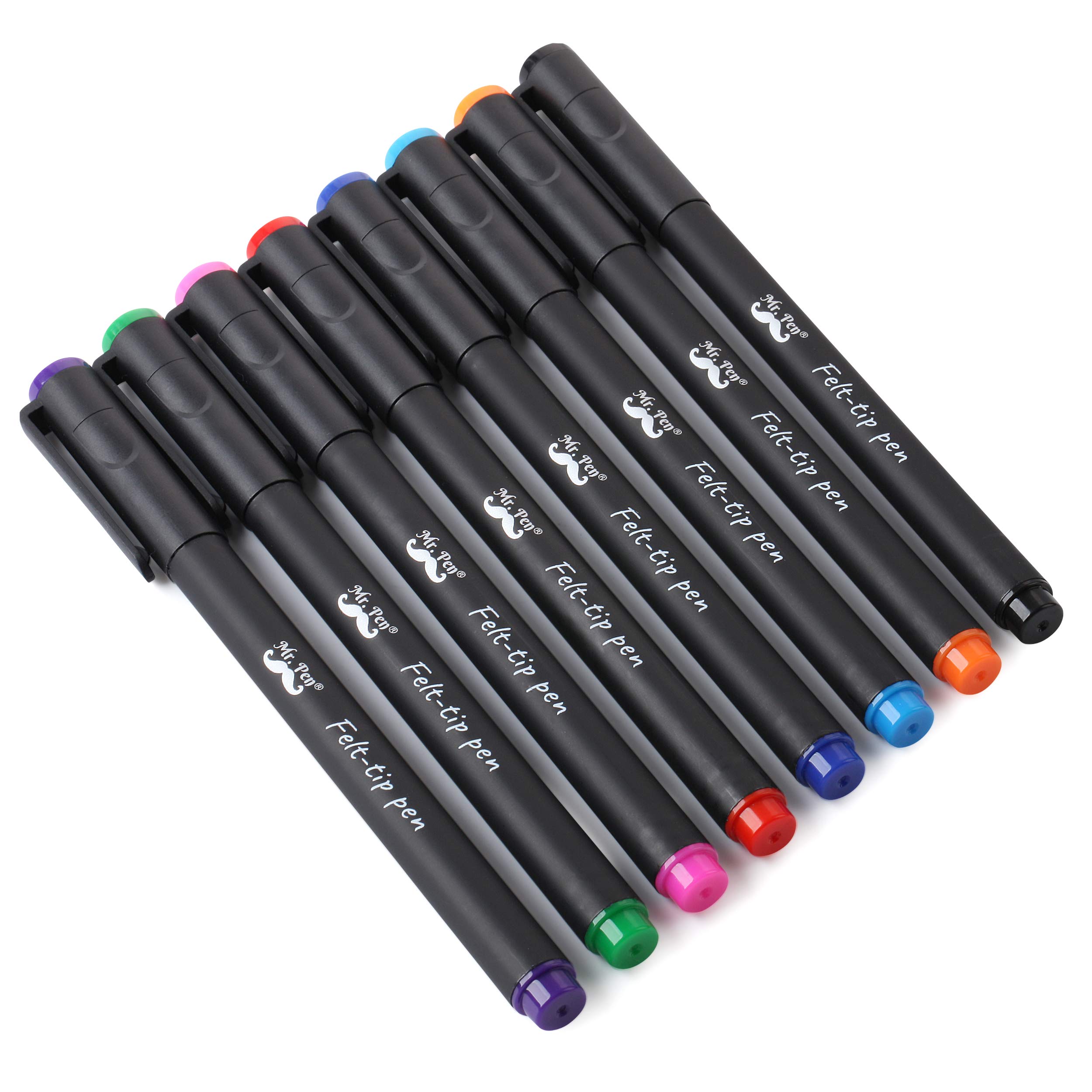 Mr. Pen Fine Point Felt Tip Pens - 8 Pack Fast Drying No Smear Colored Markers for Journaling, Planner, Note Taking & Art Projects - Vibrant Ink for Bullet Journals, Calligraphy & Office Use