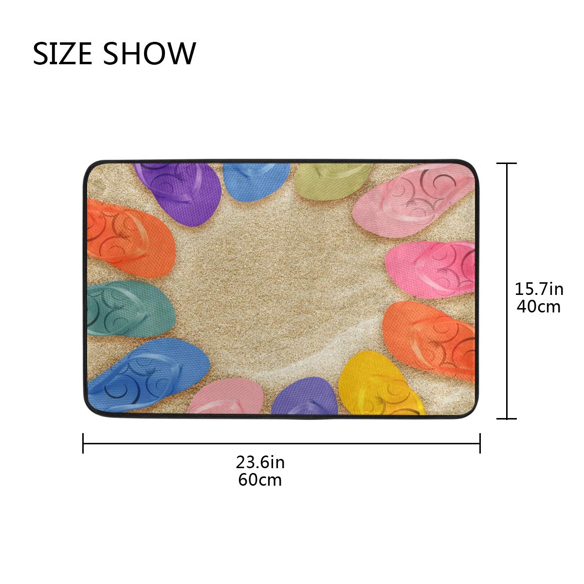 Non-Slip Doormat & Bath Mat Set - 24x16 Inch Super Absorbent Indoor/Outdoor Rug with Beach Flip Flop Design - Perfect for Entryway, Bathroom, Patio & Poolside Use