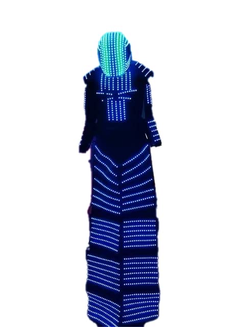 Kyroman LED Robot Costume Suit with Stilts - Glow in The Dark Futuristic Robot Outfit for Halloween, Cosplay, Rave Parties & Stage Performances