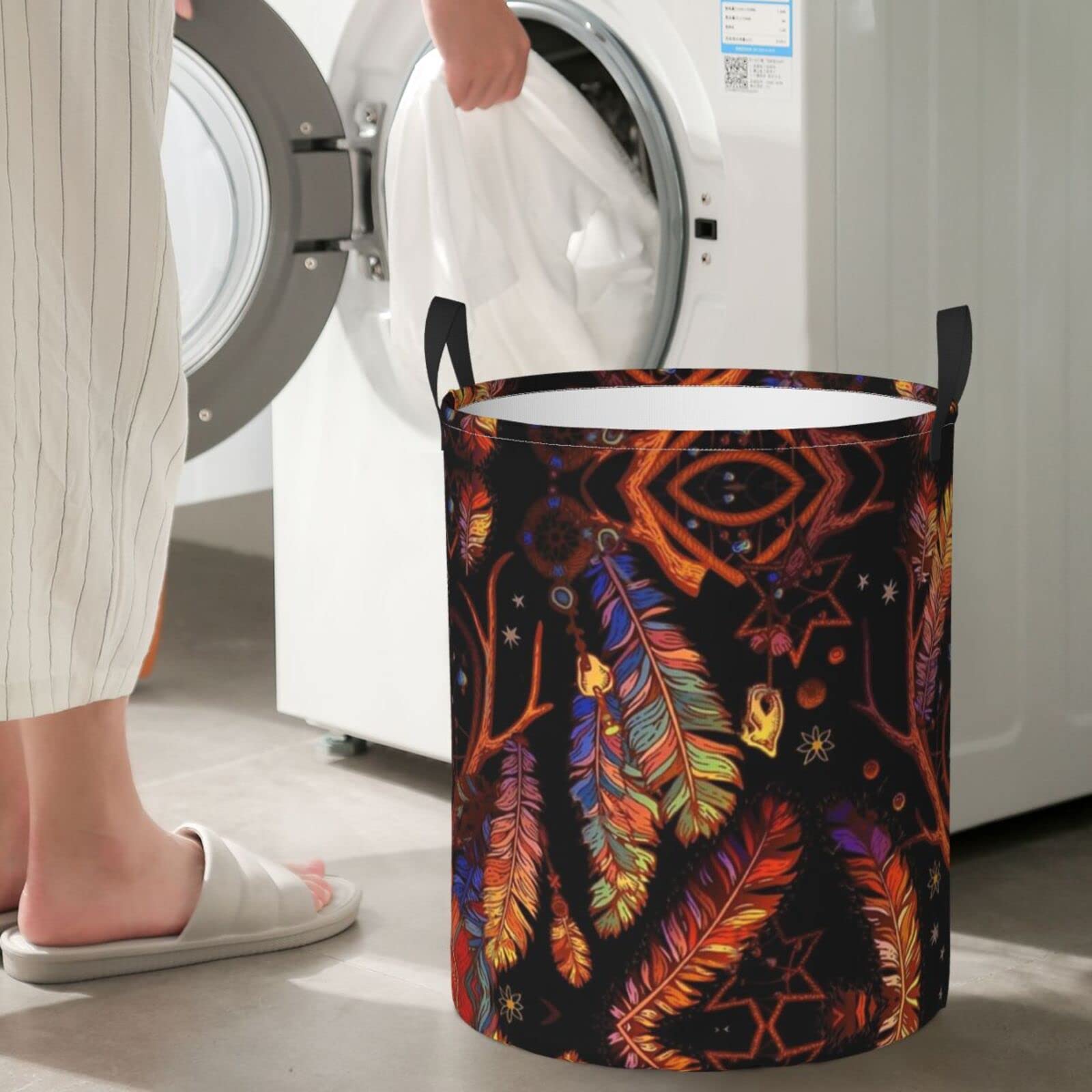 Native American Laundry Hamper - Large Woven Clothes Basket for Dirty Laundry Storage | Perfect for Bedroom, Closet & Laundry Room Organization