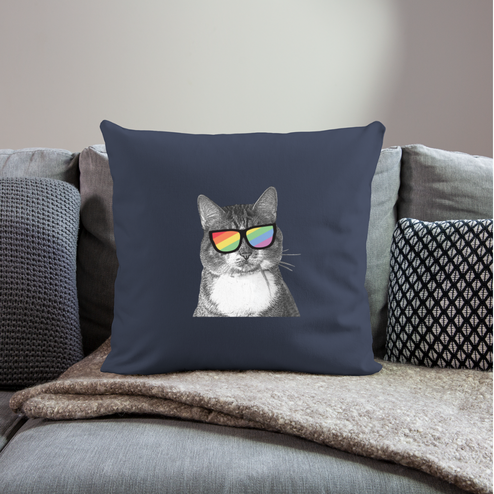 Pride Cat Throw Pillow Cover 18x18 Inches - LGBTQ+ Rainbow Cat Design Home Decor for Couch, Bedroom & Living Room - Soft Decorative Pillow Case for Cat Lovers