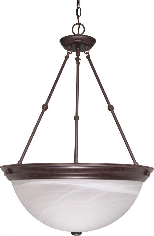 NUVO 60/212 Three Light Pendant Chandelier - Old Bronze Finish with Alabaster Glass Shades - Perfect for Dining Room, Kitchen Island or Entryway Lighting