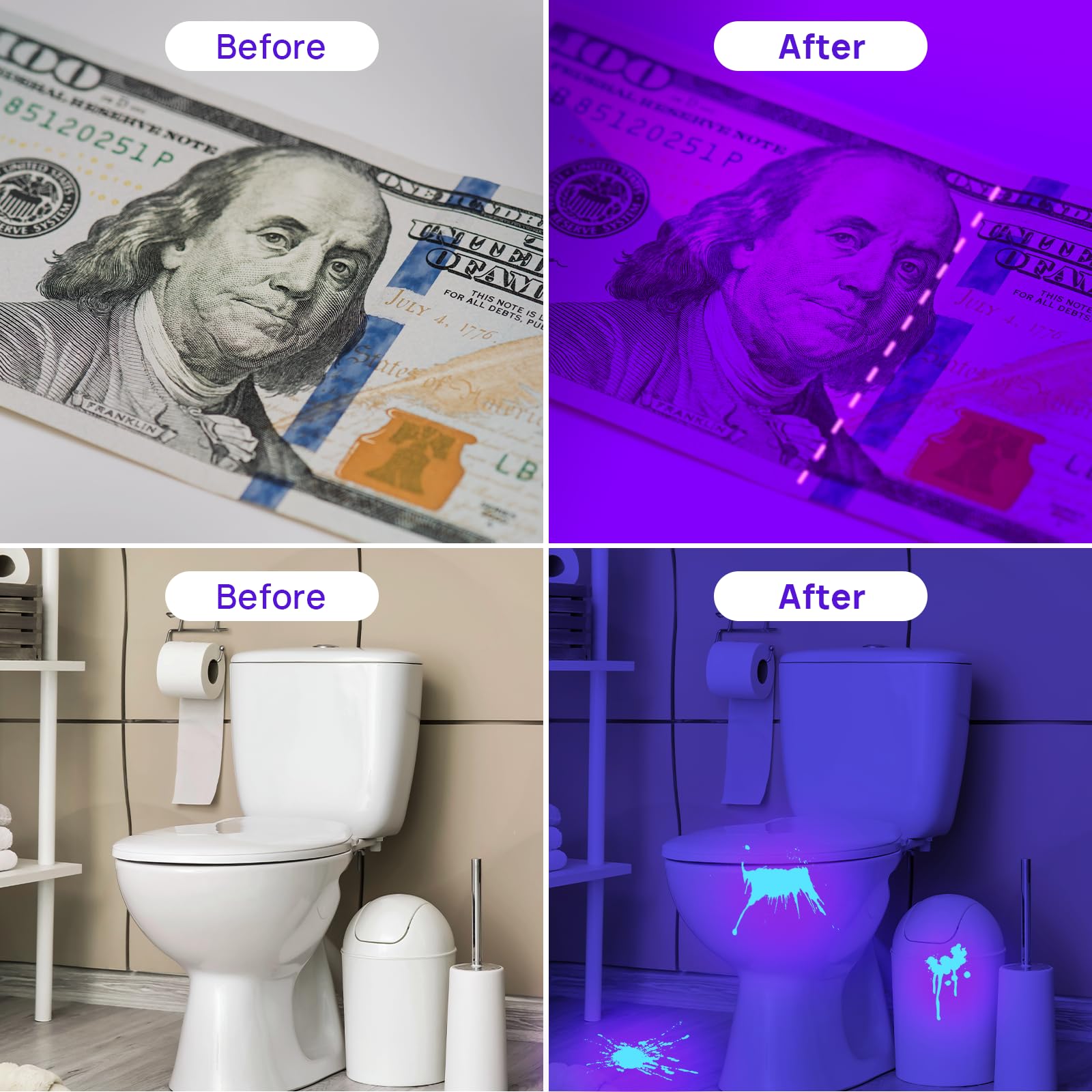 51 LED UV Flashlight Black Light 395nm - Portable Ultraviolet Torch for Detecting Pet Urine, Bed Bugs & Dry Stains | Essential for Pet Owners, Home Inspection & Resin Curing Projects | Works with Odor Eliminators