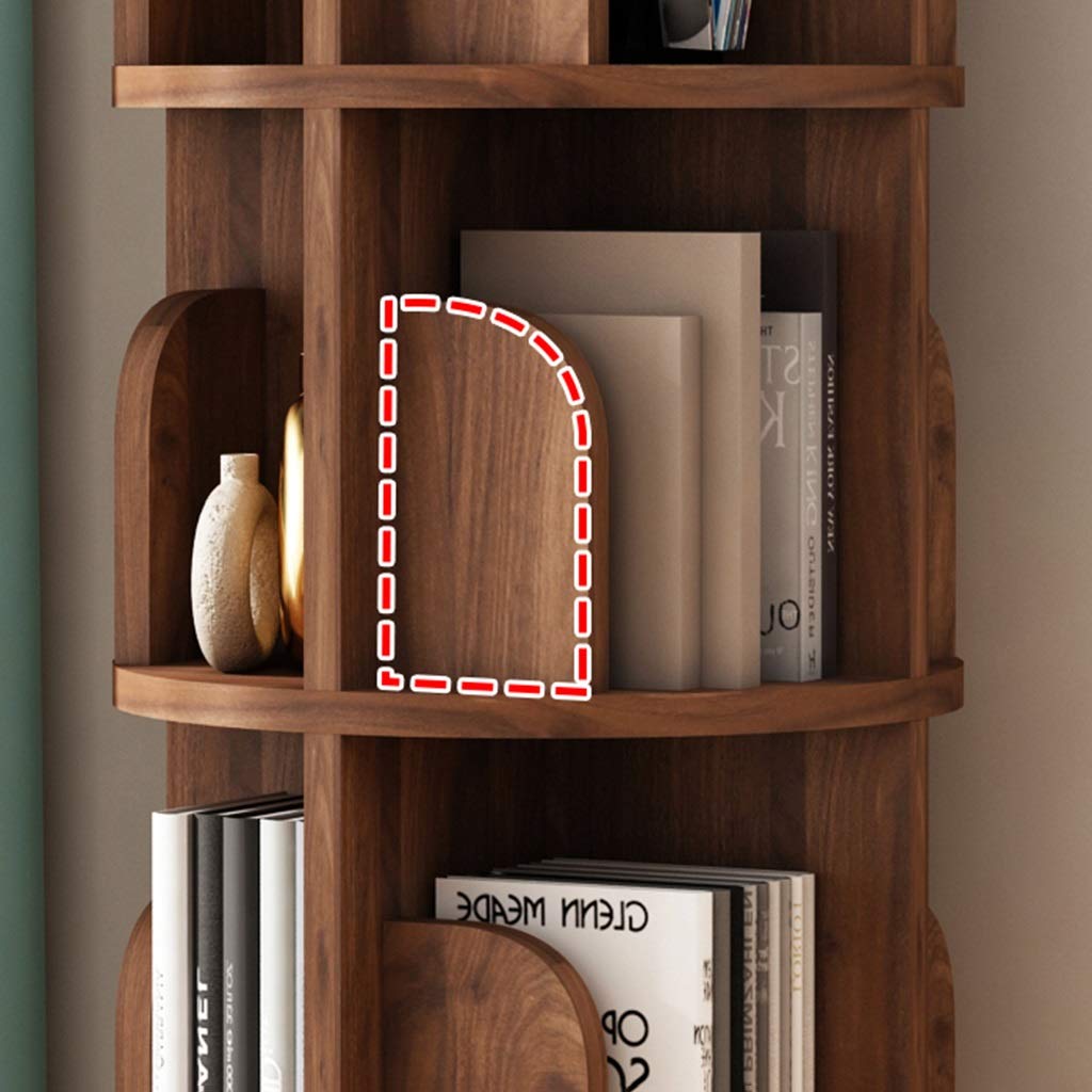 360° Rotating Kids Bookshelf - Adjustable Height Wall Mounted Corner Book Display Stand with Multi-Layer Storage for Picture Books (Walnut, 39x99cm) - Perfect for Nursery, Playroom & Classroom Organization