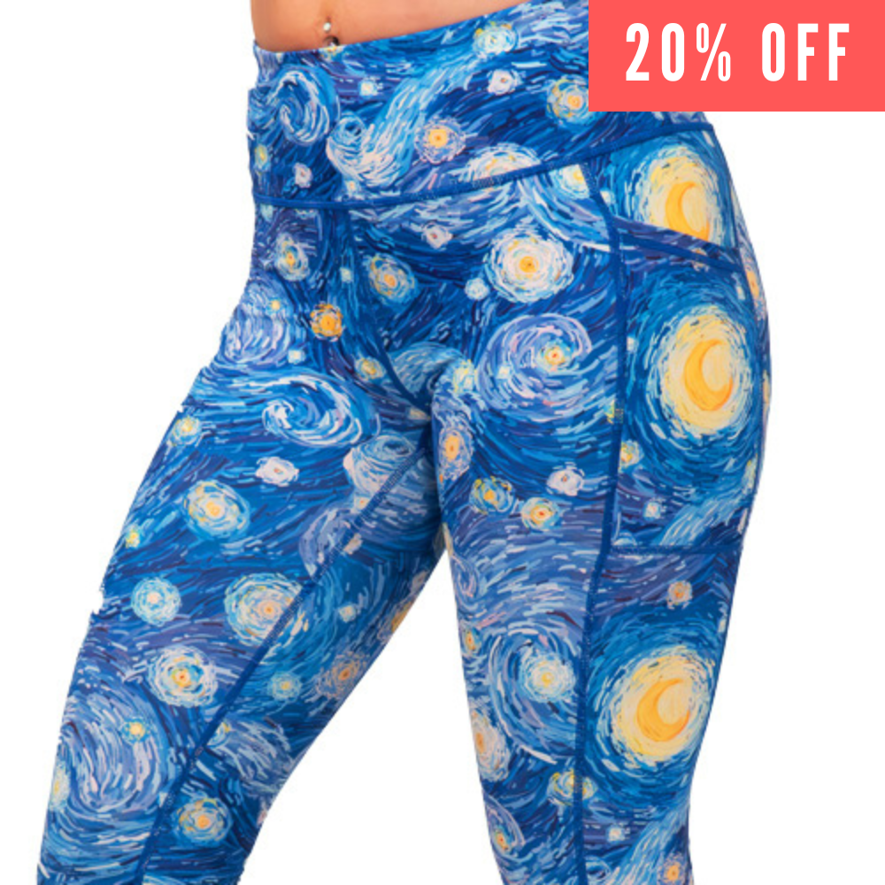 Starry Night Print Leggings - High Waisted Yoga Pants for Women, Comfortable & Stretchy Workout Tights - Perfect for Yoga, Running, Gym & Lounge Wear