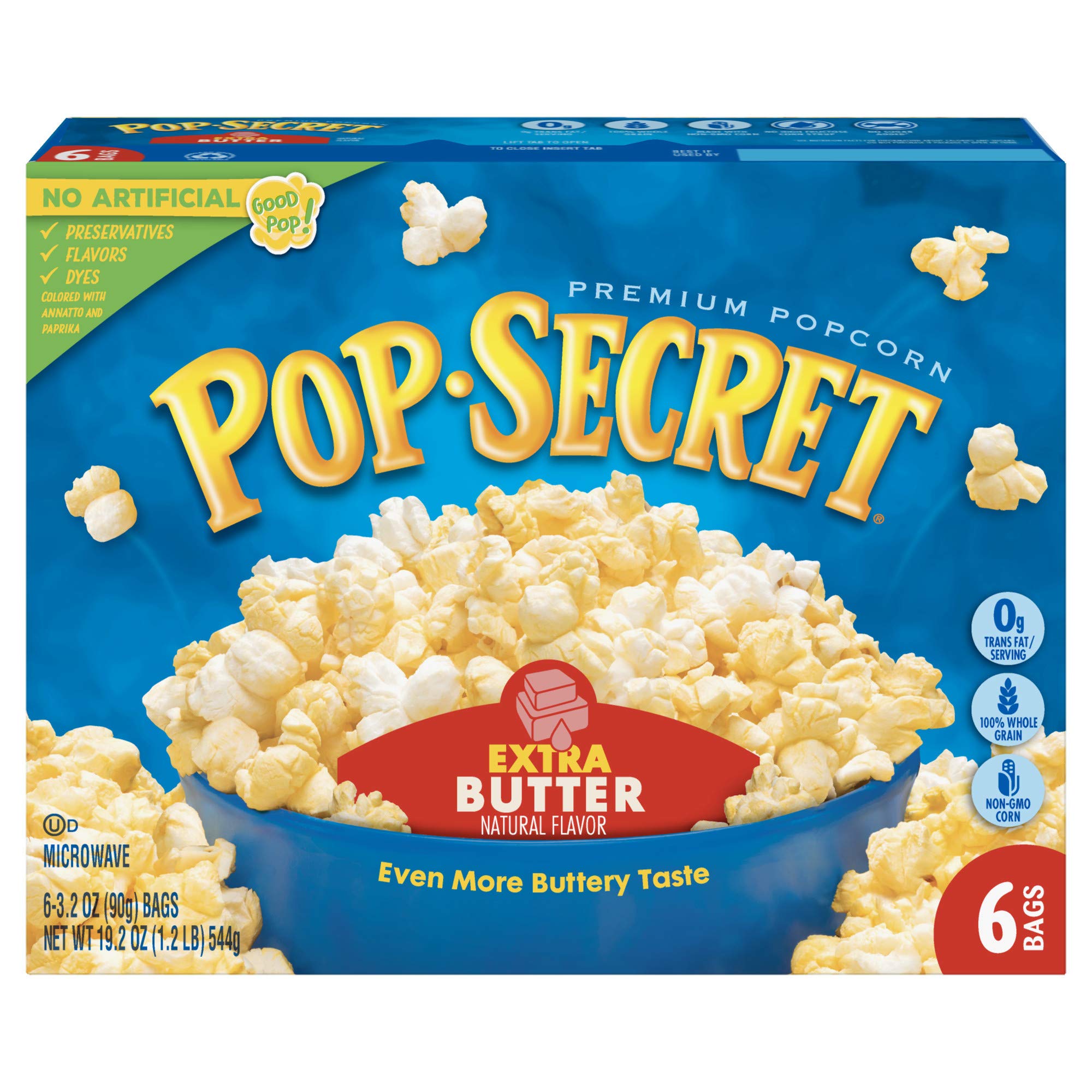 Pop Secret Extra Butter Microwave Popcorn - 3.2oz Bags (6 Count, Pack of 6) | Perfect for Movie Nights, Snack Time & Office Breaks