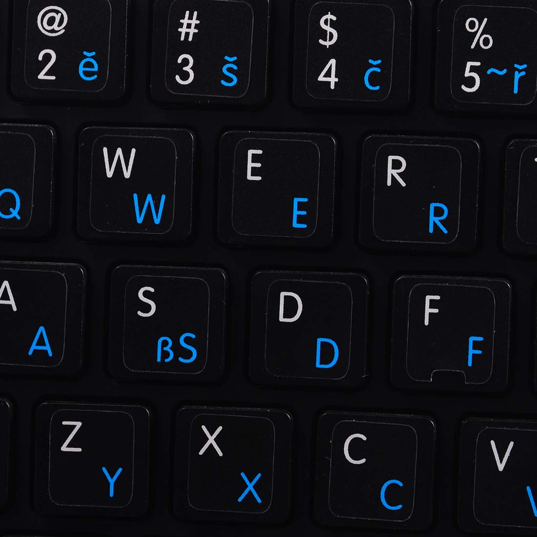 MAC Czech - English Keyboard Decals Non-Transparent Black/White Background for Desktop Laptop Notebook - Perfect for Typing, Coding & Multilingual Computing
