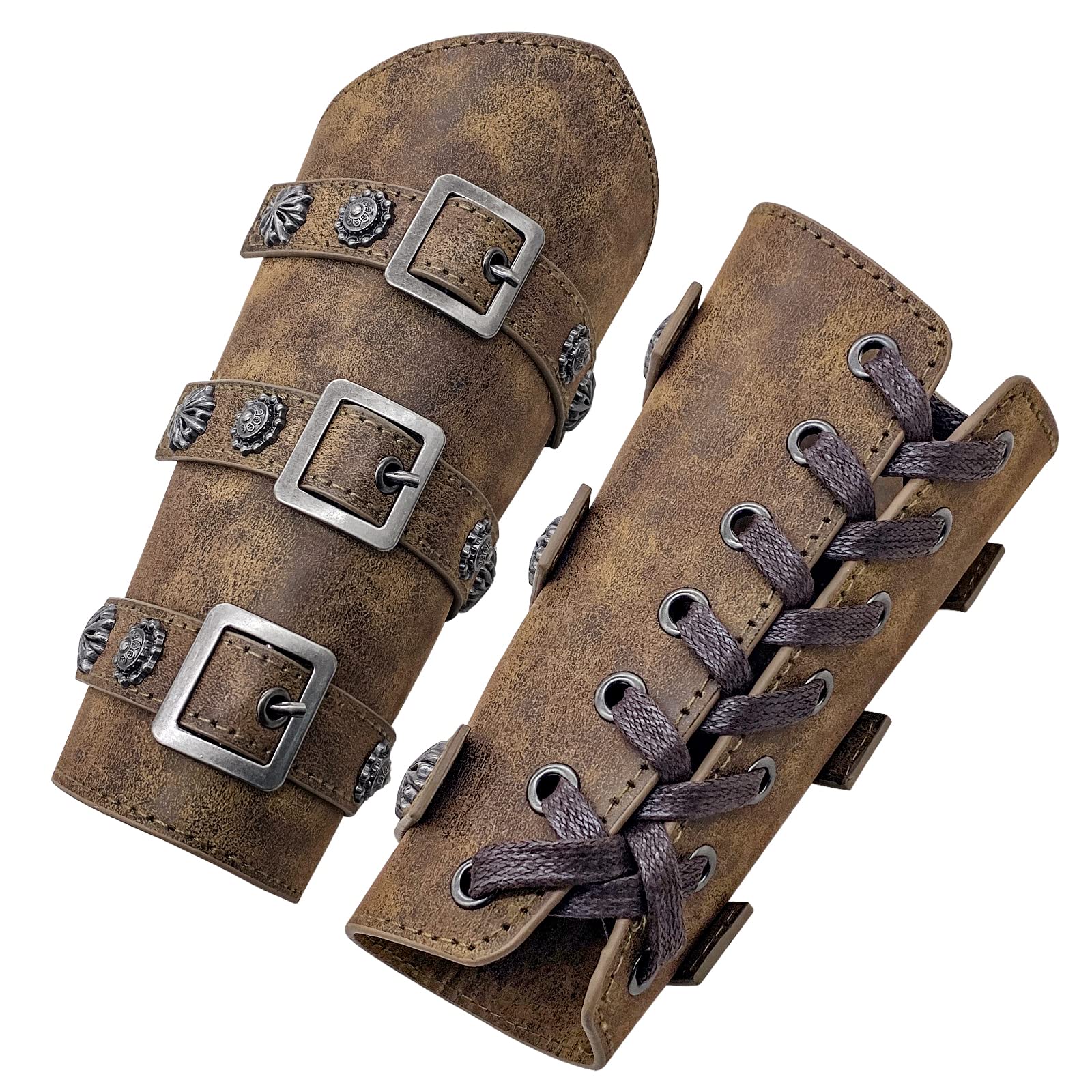 JAOYU Men's Leather Bracers - Medieval Arm Armor Cuff Gauntlet Wristband for Viking Cosplay | Unisex Viking Jewelry & LARP Costume Accessories | Perfect for Renaissance Fairs, Halloween & Historical Reenactments