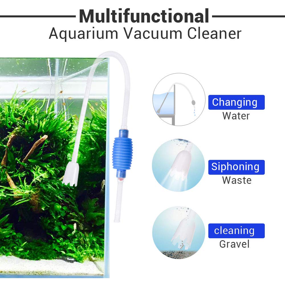 Yescom Aquarium Fish Tank Gravel Cleaner - Long Nozzle Siphon Vacuum Pump for Water Changing & Filter Maintenance - Perfect for Freshwater & Saltwater Tanks, Fish Bowl Cleaning, and Aquarium Substrate Maintenance