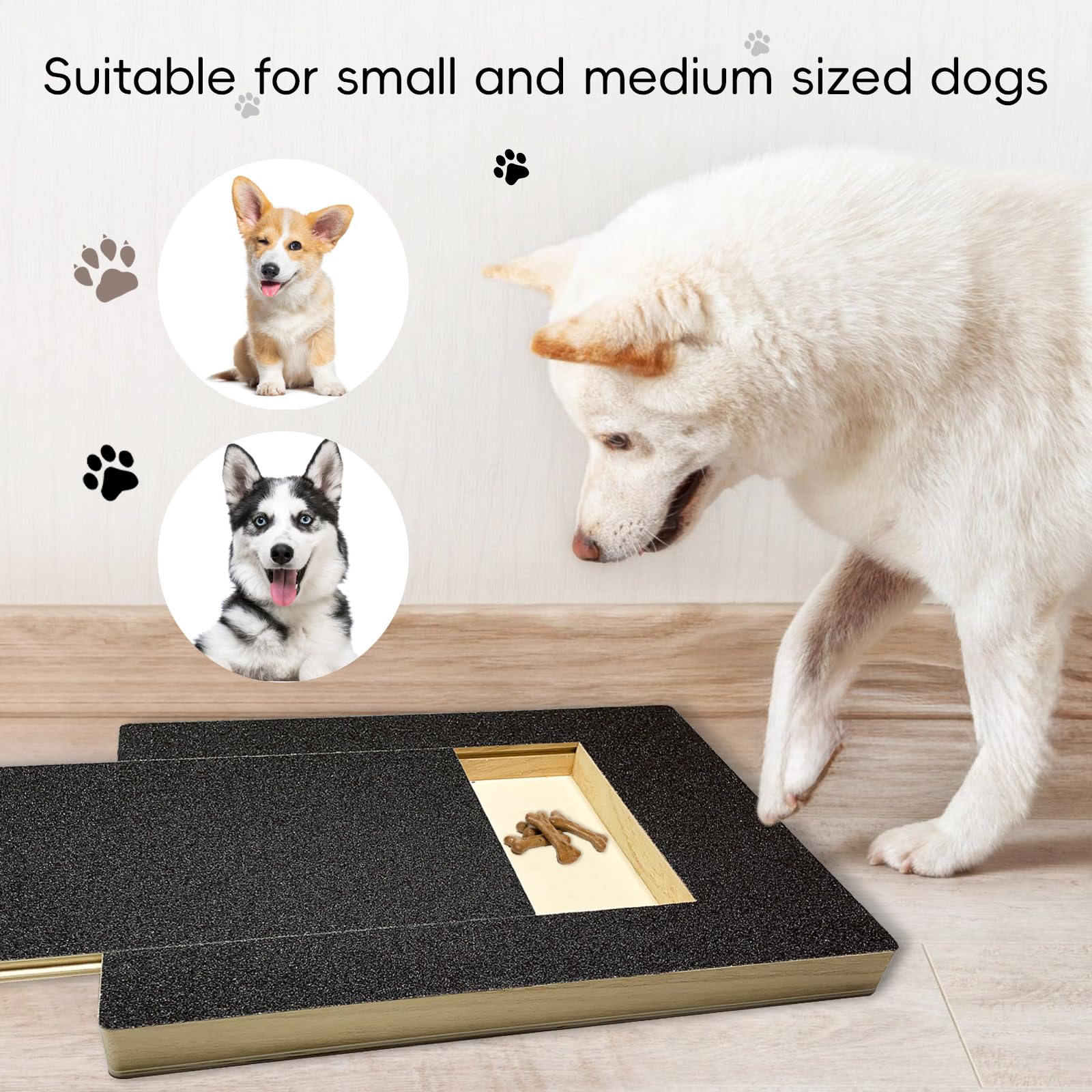 Dulooca Dog Nail Scratch Board with Toy Storage - Multifunctional Pet Nail File & Grooming Tool for Small to Medium Dogs - Black Sandpaper Scraper for Puppy Nail Care - Perfect for Home Grooming & Playtime
