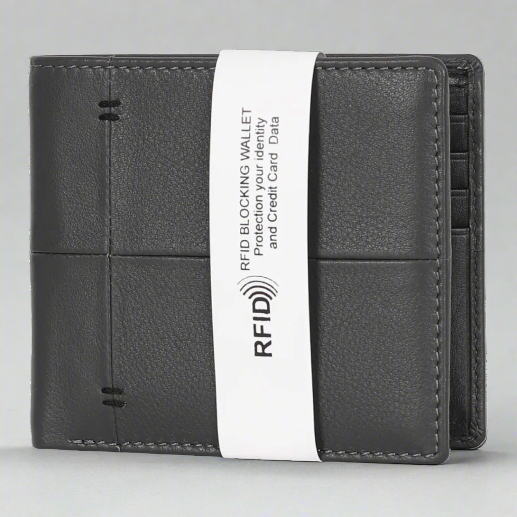 Premium Men's 8-Card Slot Genuine Leather Wallet - Slim RFID Blocking Bifold Wallet for Everyday Carry & Business Use