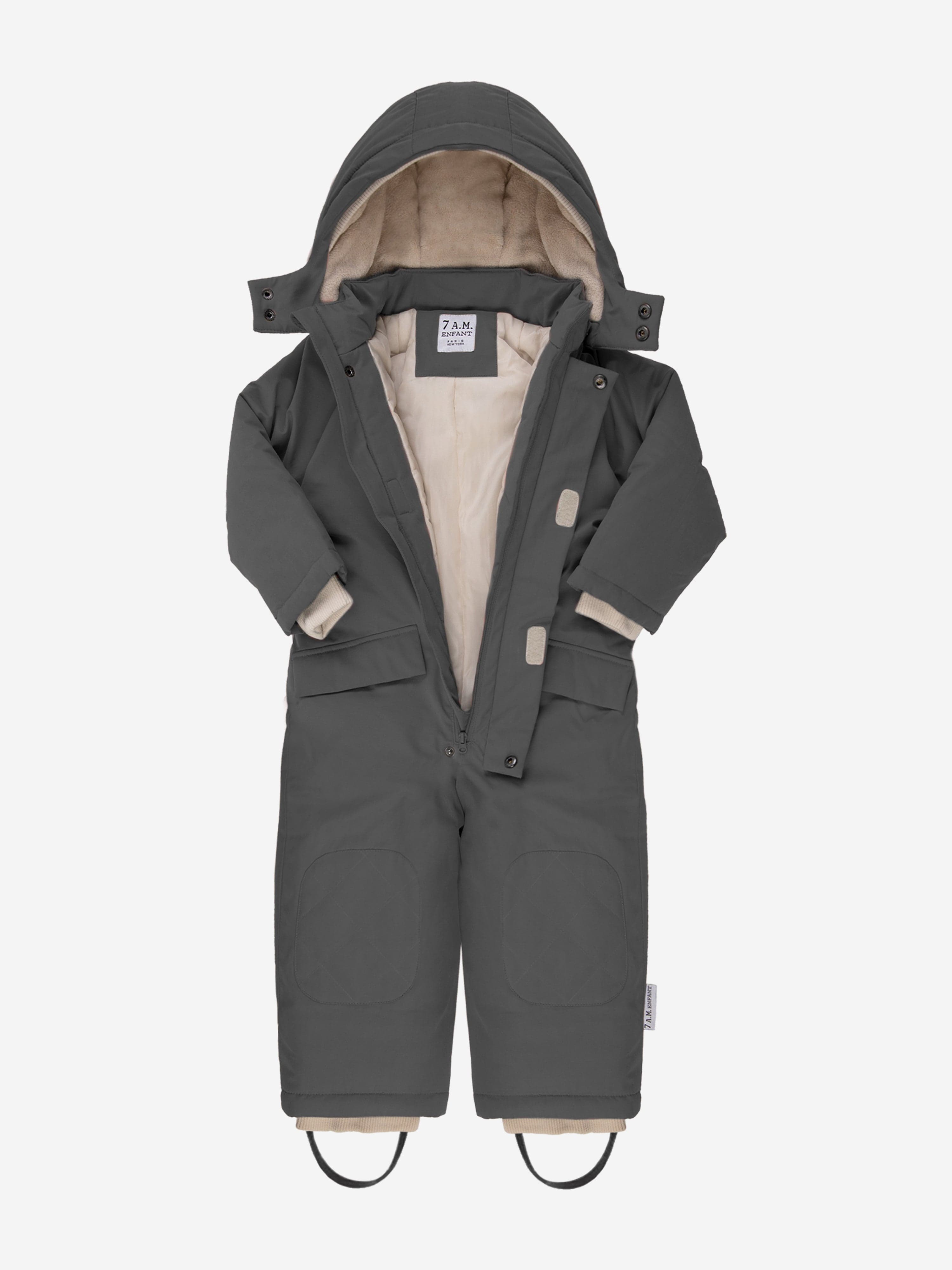 7AM Enfant Kids Snowsuit Grand Benji - Waterproof Winter Jacket & Pants Set for Boys & Girls (Grey) - Perfect for Skiing, Snowboarding & Outdoor Winter Play