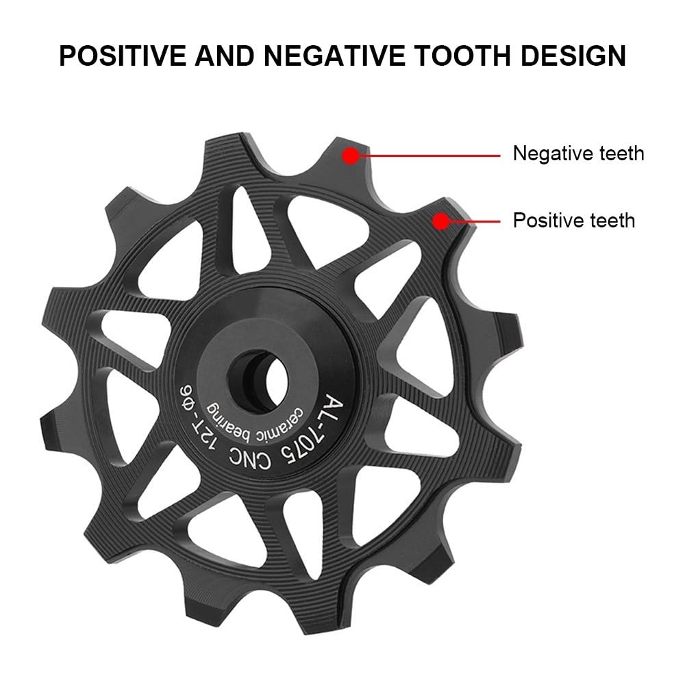 12T/14T Ceramic Rear Derailleur Pulley Wheel - Narrow Wide Teeth Bike Jockey Wheel for MTB, Road & BMX Bikes - Smooth Shifting for Mountain Trails & Urban Commuting