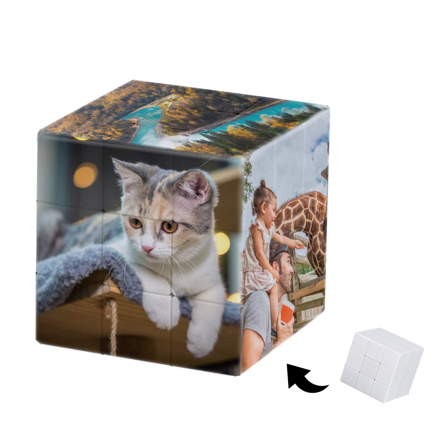Custom Photo Rubik's Cube - Personalized 3D Puzzle Gift with Multiple Picture Frames | Unique Wedding, Anniversary & Home Decor Present (2.75 inch) | Perfect for Couples, Friends & Office Decoration