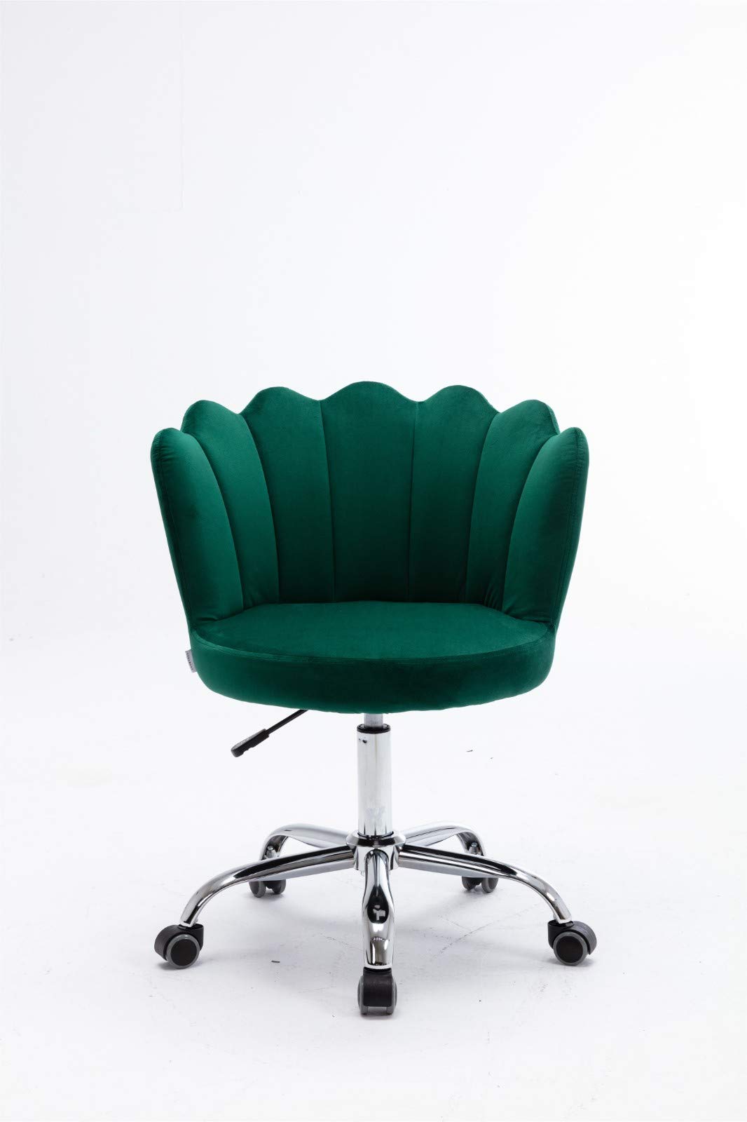 Ergonomic Velvet Swivel Office Chair with Adjustable Height & Metal Base - Modern Home Office Desk Chair, Upholstered Task Chair for Workstation, Dressing Room & Study (Green) - Perfect for Remote Work, Gaming & Makeup Vanity