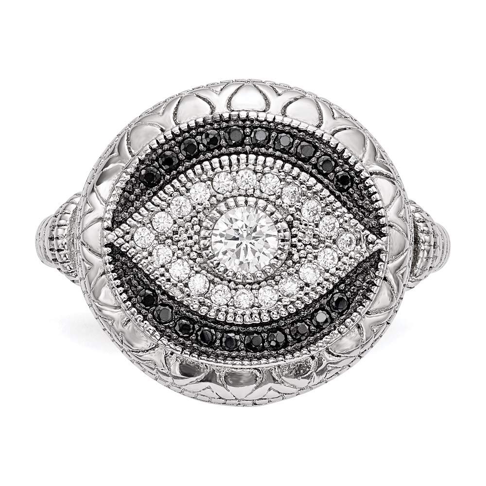 925 Sterling Silver Black & White Cubic Zirconia Evil Eye Protection Ring for Women - Elegant Dainty Jewelry Gift for Her - Perfect for Everyday Wear, Spiritual Protection & Special Occasions
