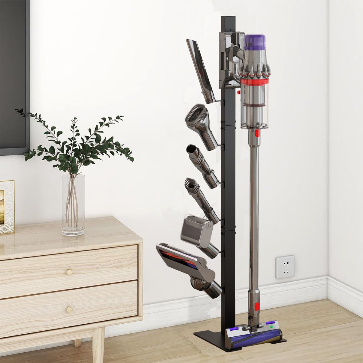 Dyson Vacuum Stand Storage Dock Holder - Compatible with V15, V11, V10, V8, V7, V6 Cordless Vacuum Cleaners & Accessories | Wall Mount Organizer for Home Cleaning Tools