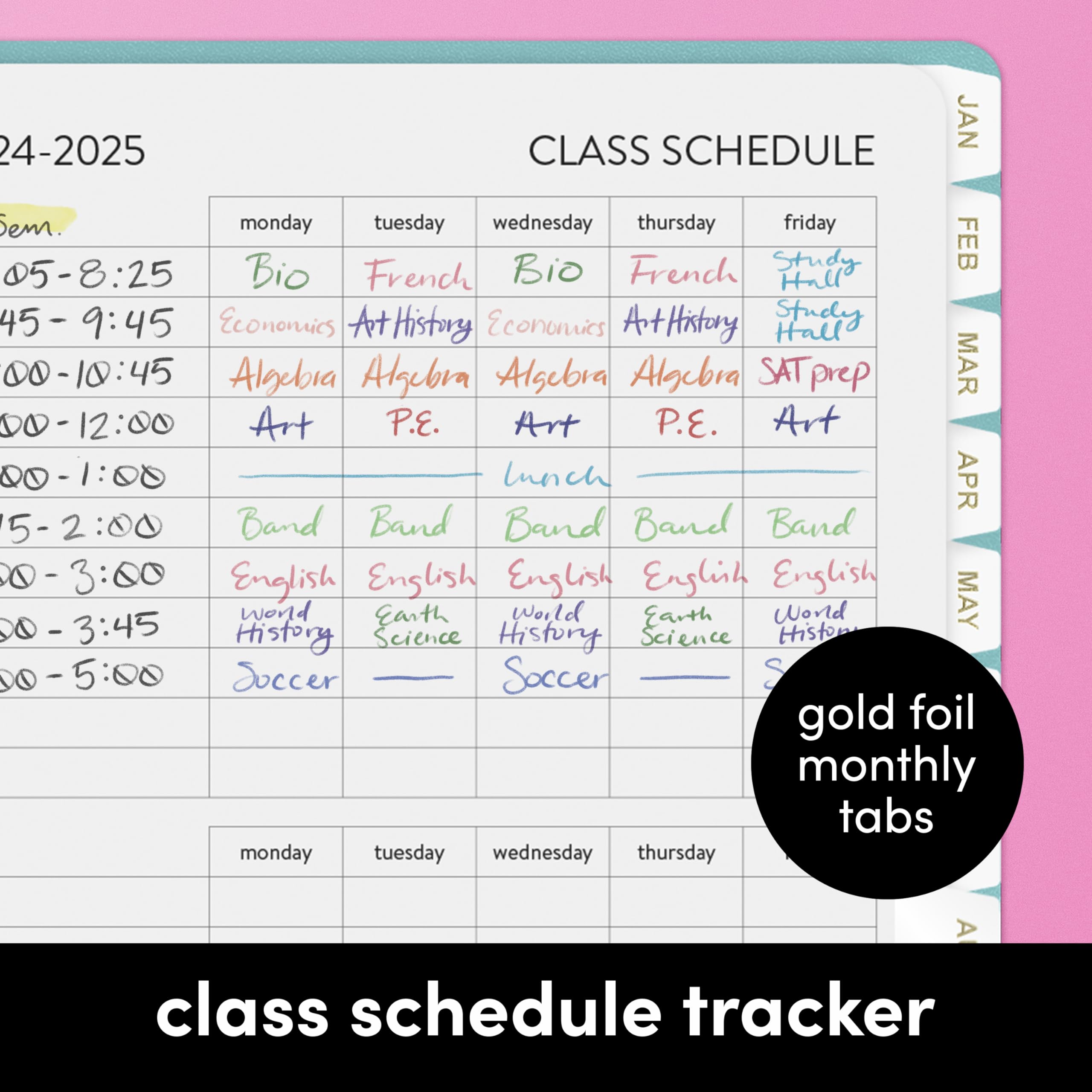 PAPERAGE 17 Month Academic Planner 2024-2025 - Weekly & Monthly Calendar Organizer, August 2024 to December 2025, 9x11 Inch Large Size, Lavender Purple - Perfect for Students, Teachers & Office Professionals