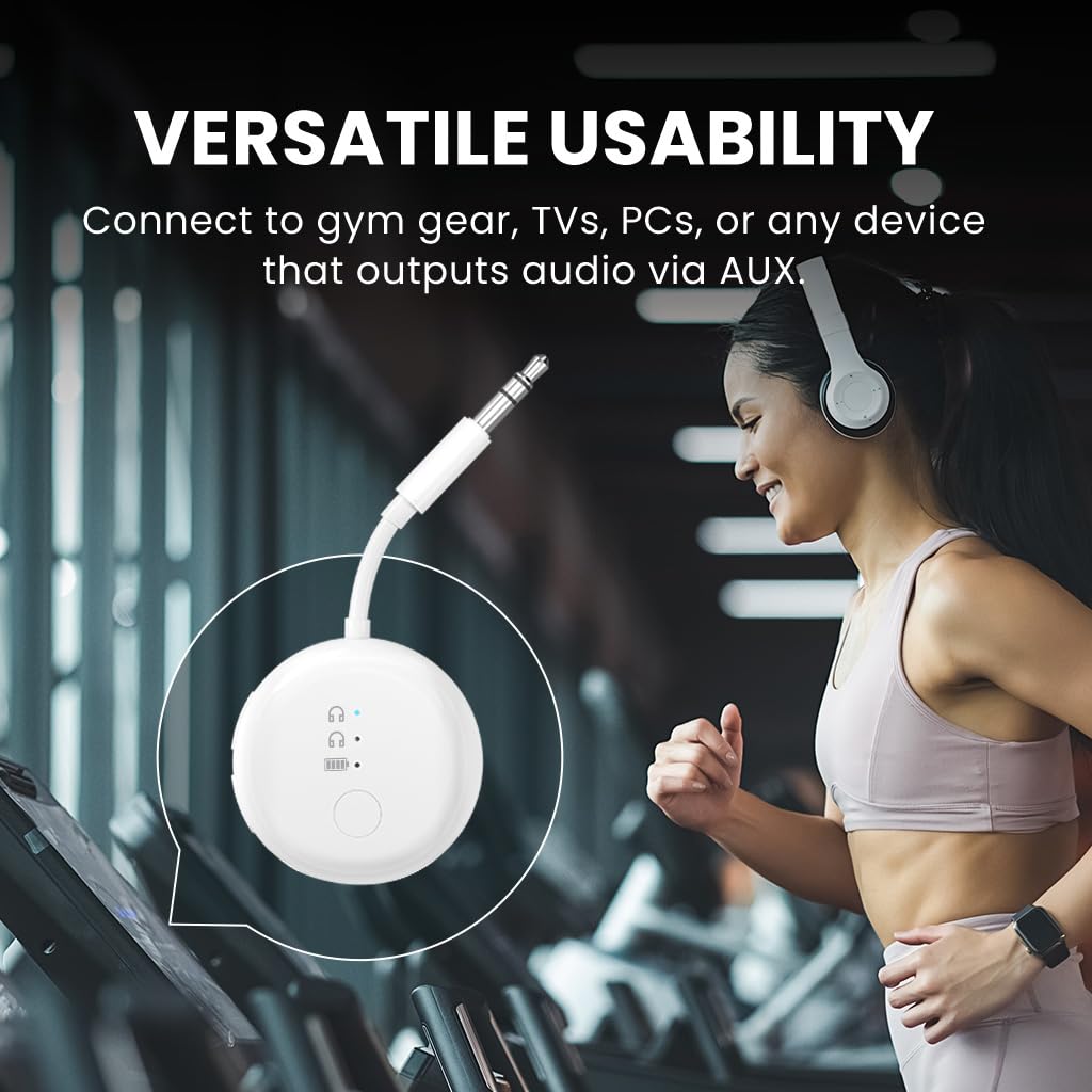 Avantree SoundJet R1 - Bluetooth 5.3 Airplane Audio Adapter for Dual AirPods/Headphones | 20-Hour Battery | Wireless Transmitter for Flights, Travel, Gym, TV & Tablet | Perfect for In-Flight Entertainment & Workouts