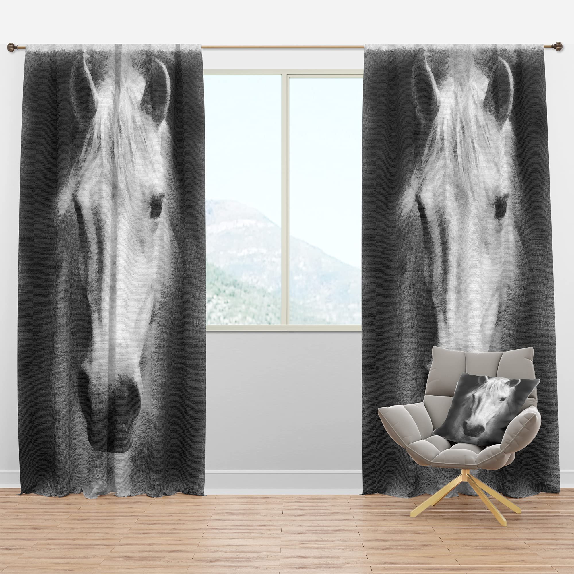 Farmhouse Horse Blackout Curtains - Thermal Insulated Single Panel 52x63 - Bedroom & Living Room Window Drapes for Light Blocking & Energy Efficiency | Perfect for Home Decor, Night Shift Workers & Light Sleepers