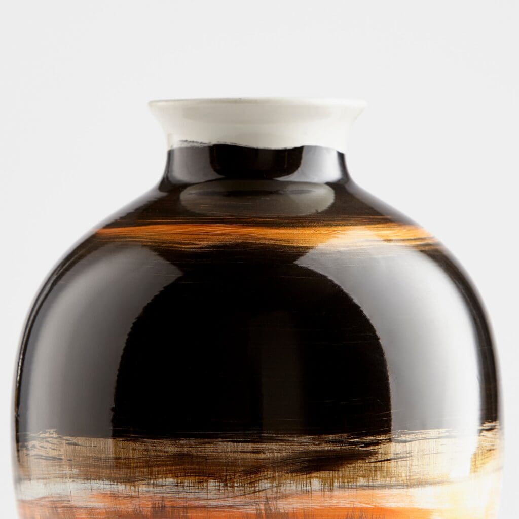 Cyan Design 09880 Indian Paint Brush Vase - Elegant Black, White & Gold Ceramic Flower Vase for Home Decor, Wedding Centerpiece, and Modern Interior Design