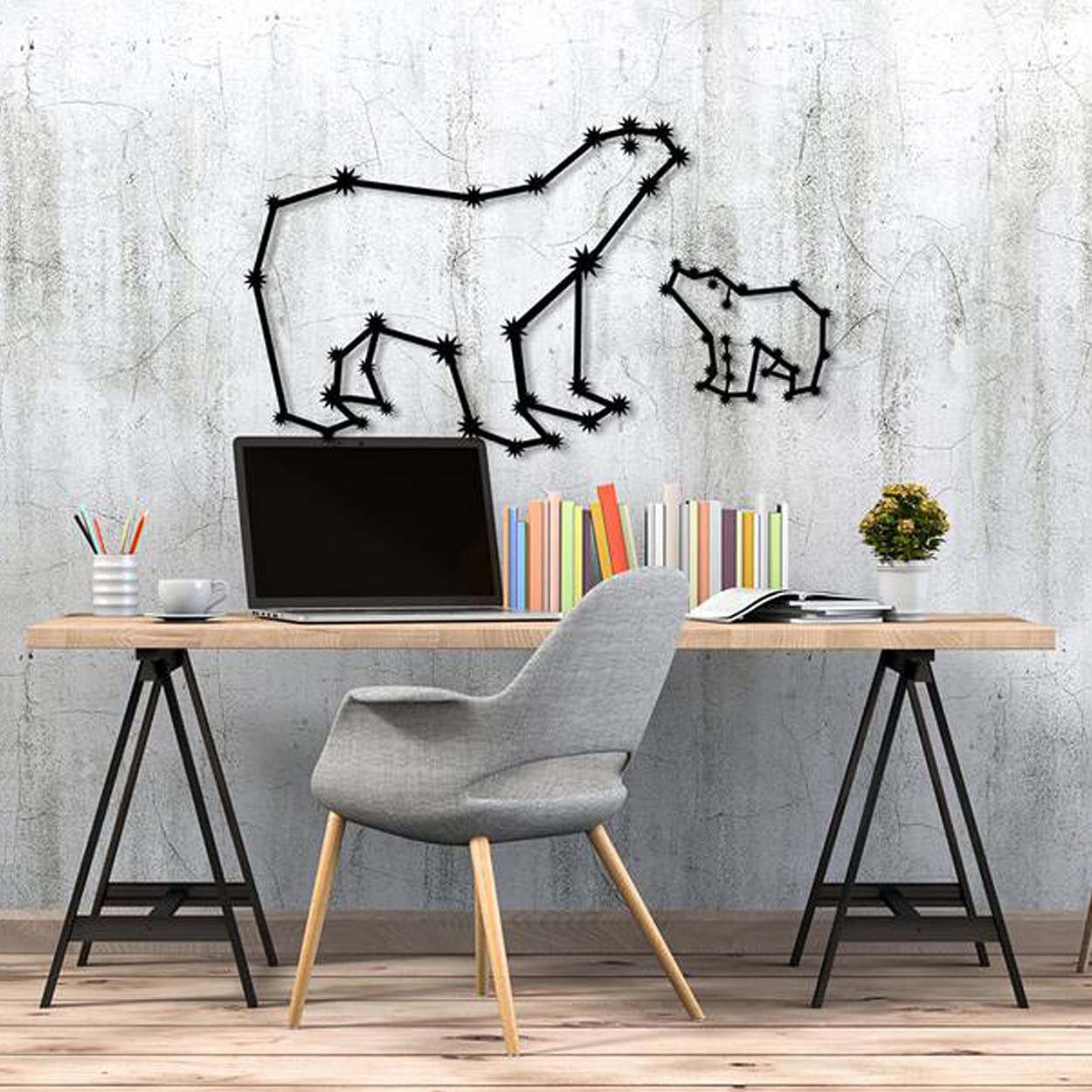 LaModaHome Metal Wall Art - Polar Bears Black Wall Decor for Living Room, Bedroom, Kitchen & Bathroom - Indoor & Outdoor Home Decoration - Perfect for Nature-Themed Spaces & Winter Home Décor